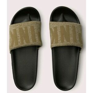 VICTORIAS SECRET PINK SEAMLESS SLIDES SANDALS BEACH SHOES OLIVE GREEN 9 WOMAN